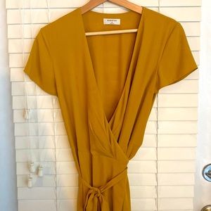 Babaton mustard yellow wrap dress